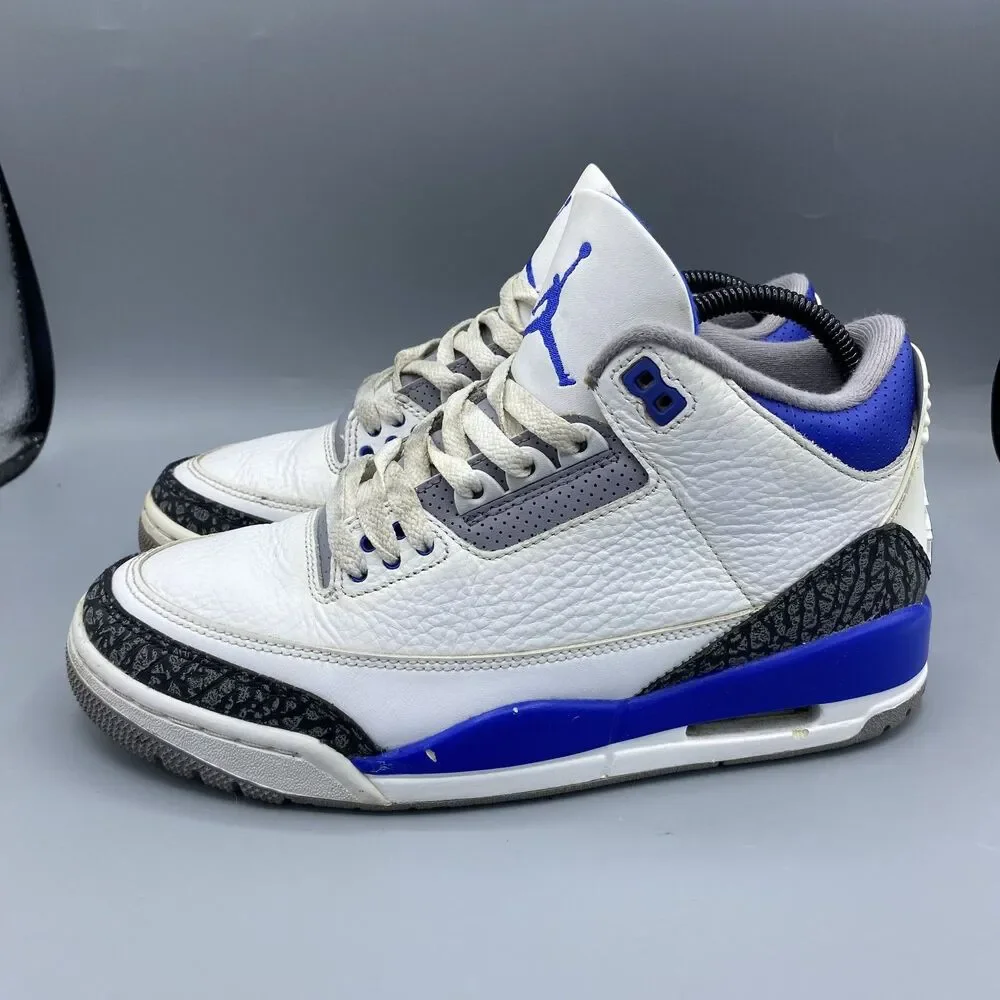 Nike Air Jordan III RETRO 3 Racer Blue Cement OG Sneakers Size 7.5 Rare